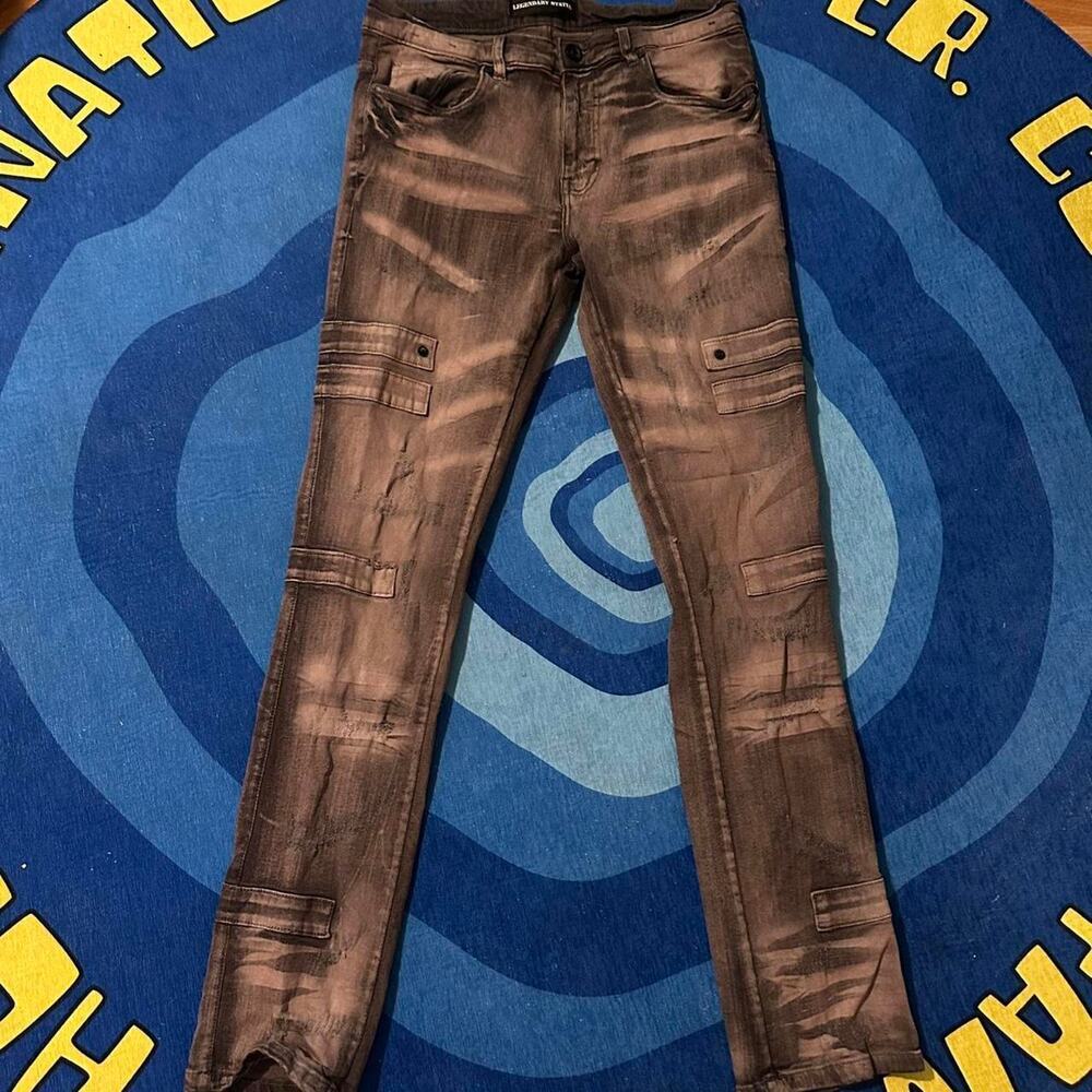 Legendary Status Distressed Bleach Wash Cargo Jeans